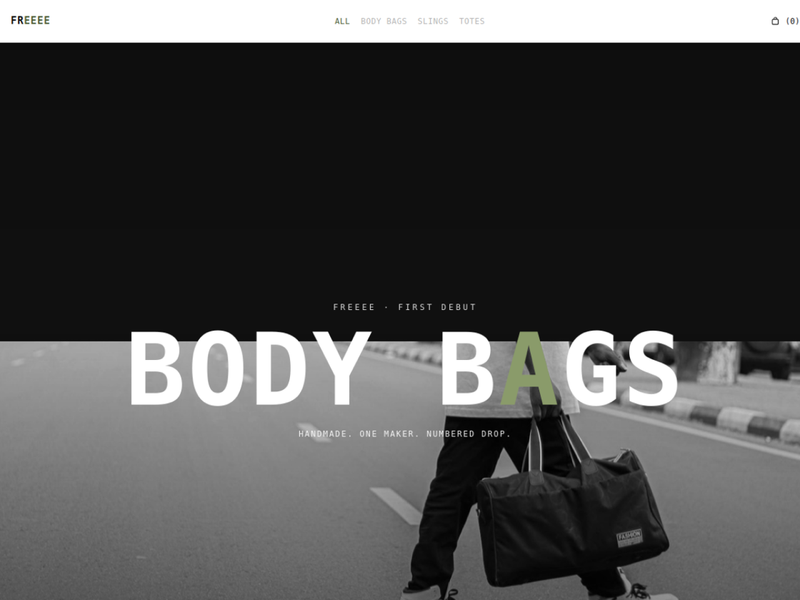 FREEEE body bag brand e-commerce site